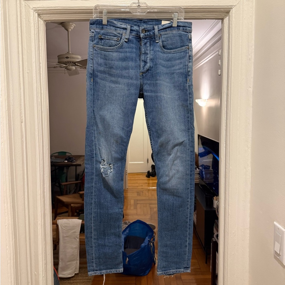 Rag & Bone Distressed Light Blue Slim Jeans